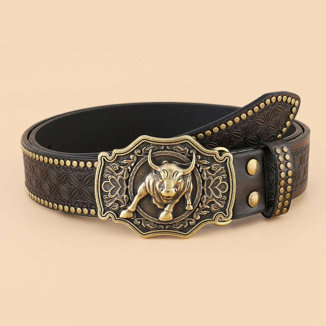 KIMLUD, Denim Belt Cow Head Large Plate Buckle Trendy Denim Belt Cow Head, KIMLUD Womens Clothes