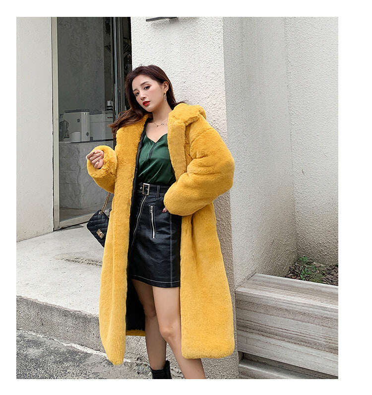 KIMLUD, 2024 New Winter Hooded Women Faux Fur Coat Ladies Thick Warm Long Fur Jacket Soft Tedy Female Loose Faux Fur Coats Outwear Parka, KIMLUD Womens Clothes