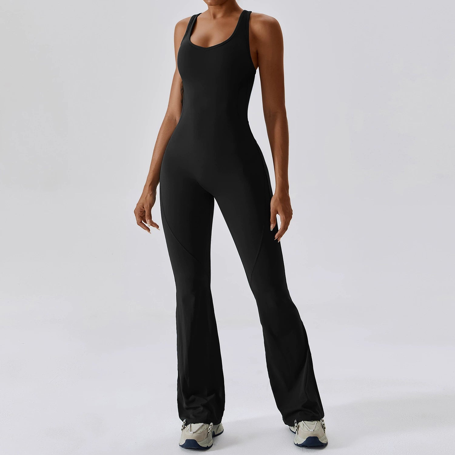 Open Back Quick-Drying Slightly Flared Dance Yoga Clothes Jumpsuit