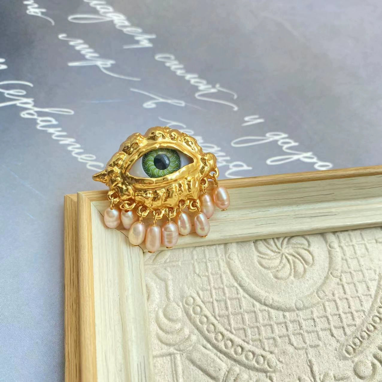 New Year Welfare High Version Foreign Trade Devil's Eye Mid-Ancient Vintage Niche Eye Stud Ear Clip Brooch 535