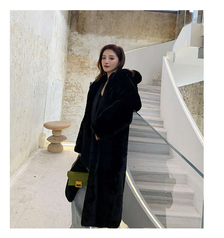 KIMLUD, 2024 New Winter Hooded Women Faux Fur Coat Ladies Thick Warm Long Fur Jacket Soft Tedy Female Loose Faux Fur Coats Outwear Parka, KIMLUD Womens Clothes