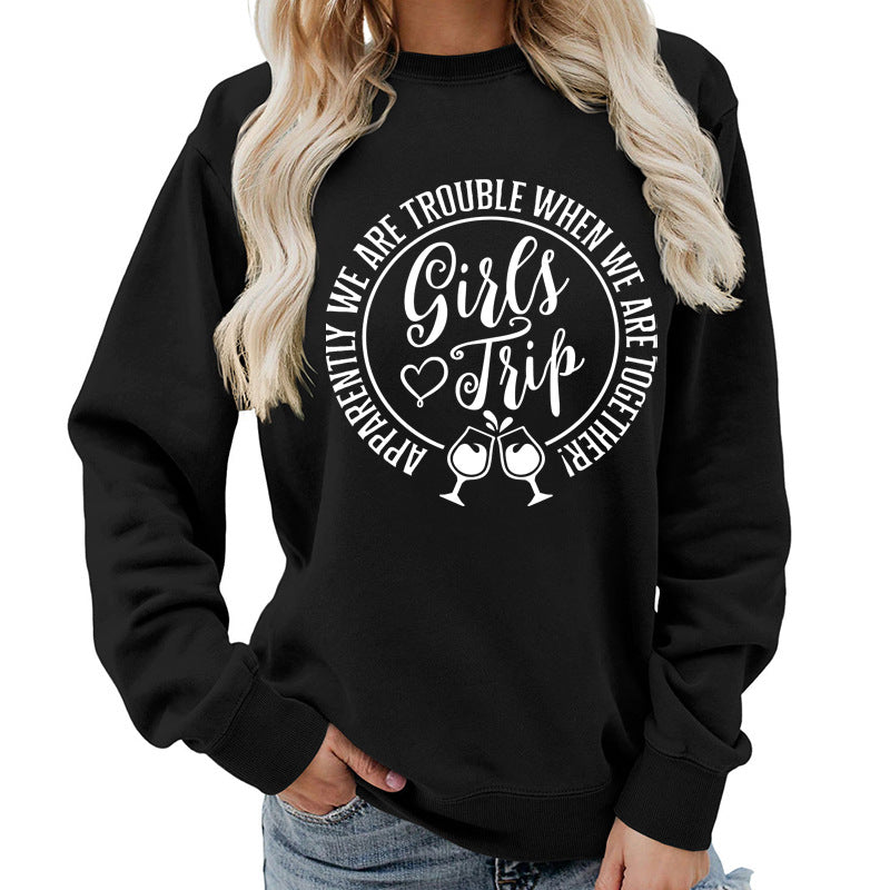 Premium Cotton Blend Printed Sweatshirt — Black | KIMLUD