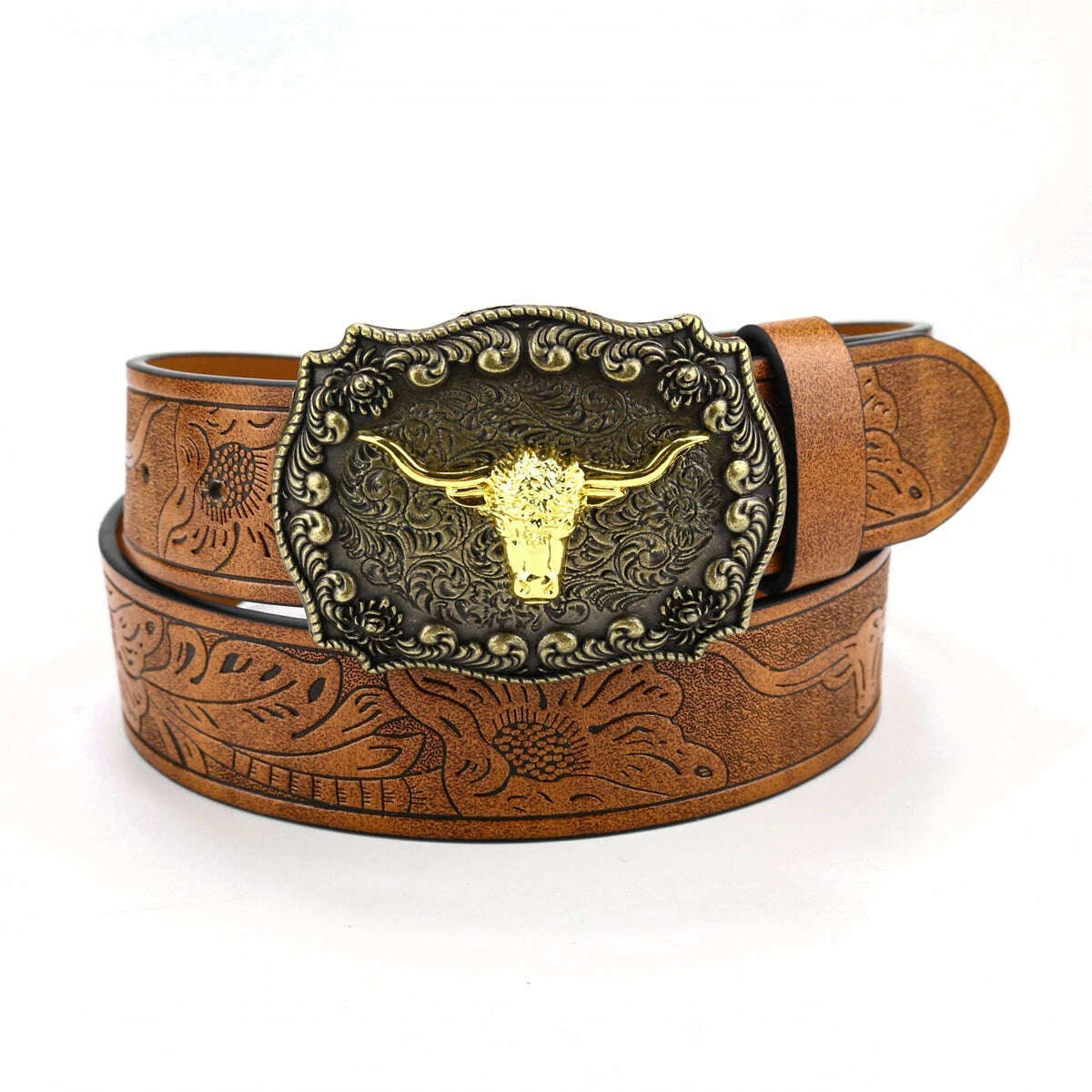 KIMLUD, Denim Belt Cow Head Large Plate Buckle Trendy Denim Belt Cow Head, KIMLUD Womens Clothes
