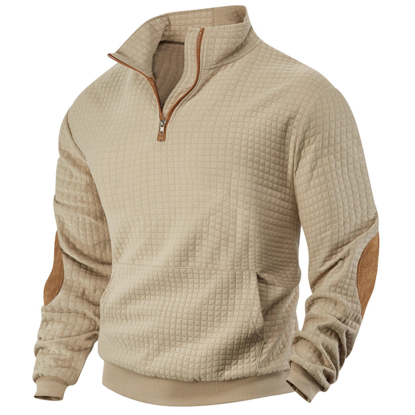 Quilted Zip-Up Sweatshirt For Autumn And Winter — Navy | KIMLUD