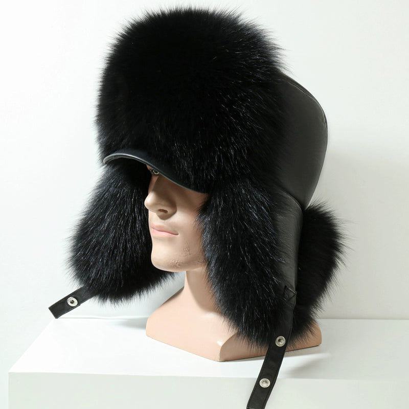 KIMLUD, Winter Middle-Aged and Elderly Raccoon Fur Leather Men Ushanka, KIMLUD Womens Clothes