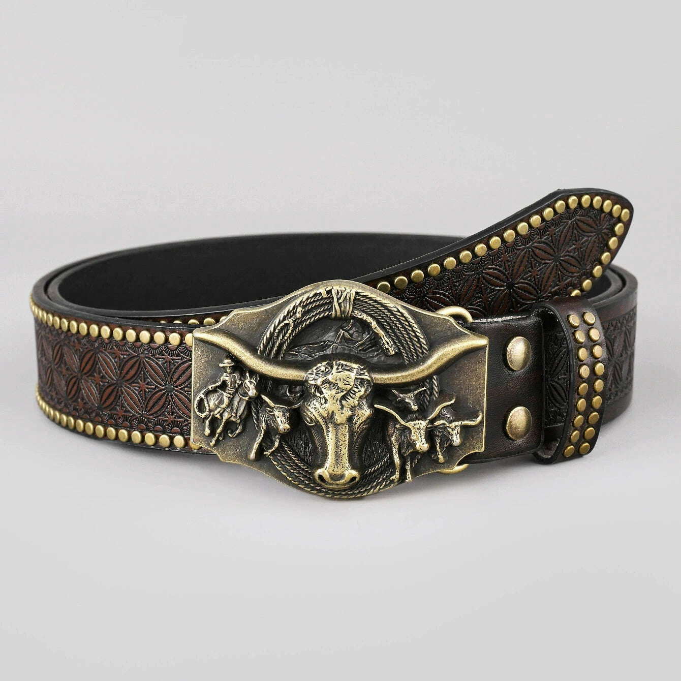 KIMLUD, Denim Belt Cow Head Large Plate Buckle Trendy Denim Belt Cow Head, KIMLUD Womens Clothes