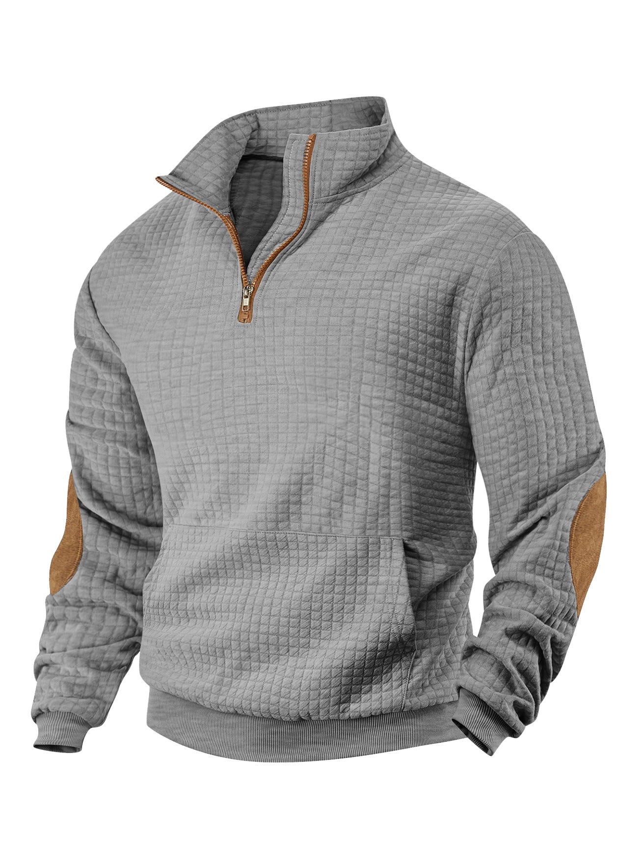 Quilted Zip-Up Sweatshirt For Autumn And Winter — Navy | KIMLUD