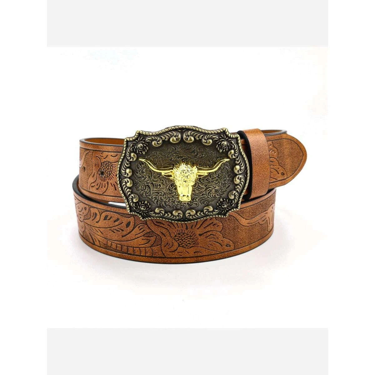 KIMLUD, Denim Belt Cow Head Large Plate Buckle Trendy Denim Belt Cow Head, KIMLUD Womens Clothes