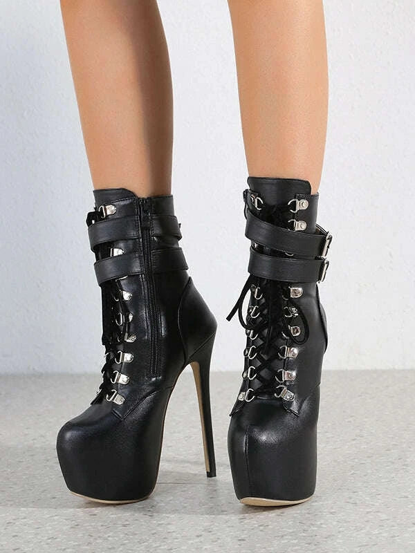 KIMLUD, Boots Motorcycle Boots Waterproof Platform Super High Heel Punk, KIMLUD Womens Clothes