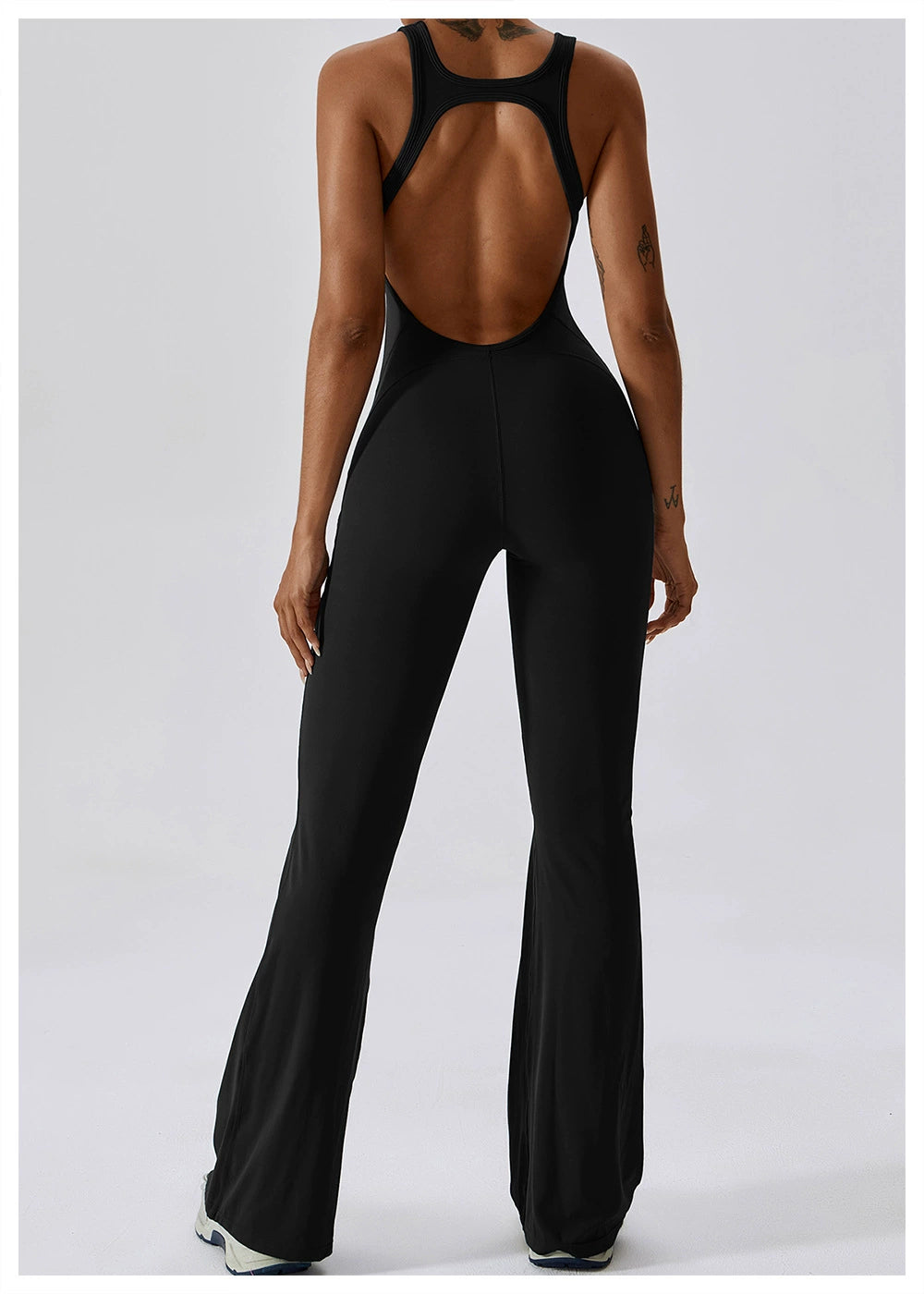 Open Back Quick-Drying Slightly Flared Dance Yoga Clothes Jumpsuit