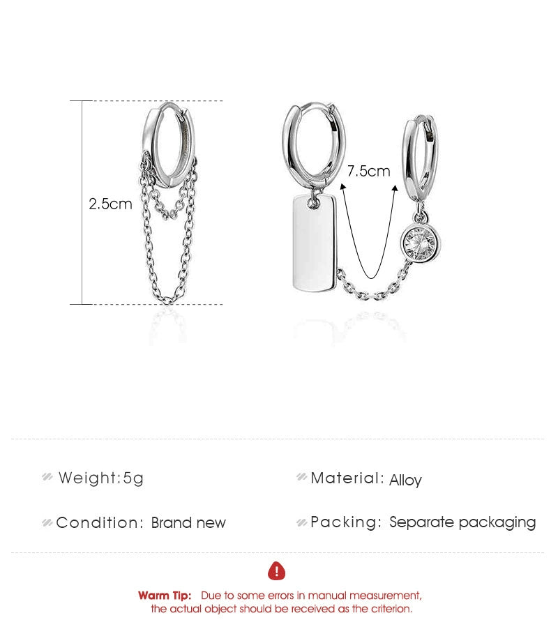 Instagram Fashion Chain Ear Clip Hip-Hop Asymmetric Circle