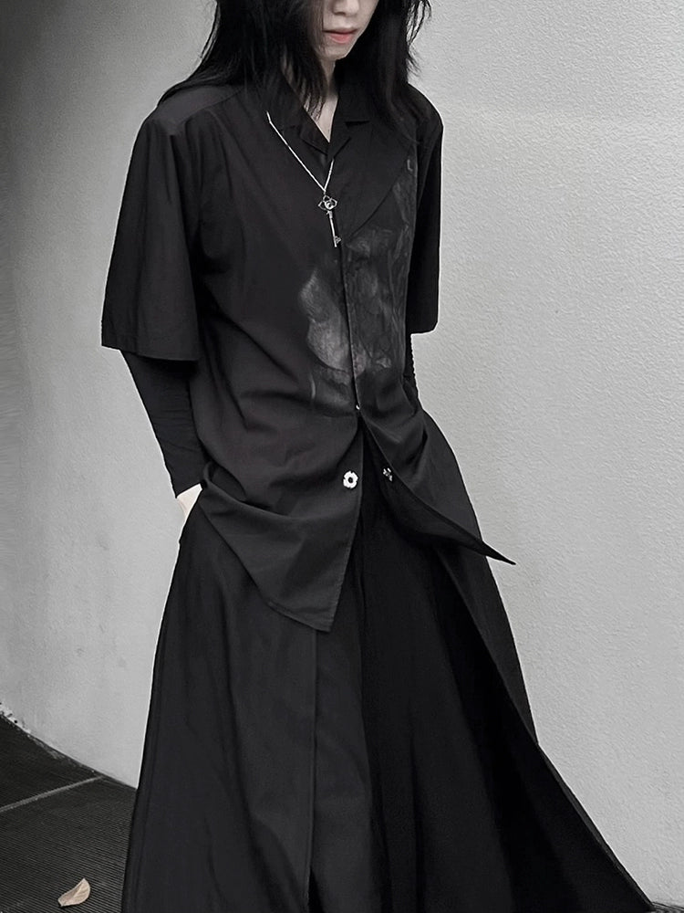 Yamamoto Dark Japanese Double Layer Knedo Trousers Men and Women 2023 New Arrival Stripes High Waist Black Pantskirt Straight-leg Loose Pants
