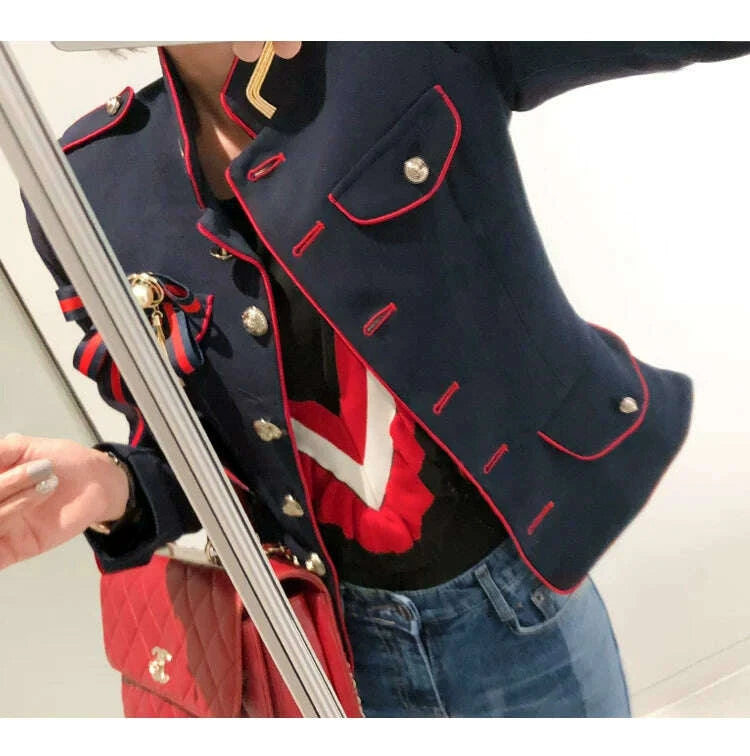 KIMLUD, Women's Korean-Style Short Coat for Autumn and Winter Stand-up Collar Slim Fit, KIMLUD Womens Clothes