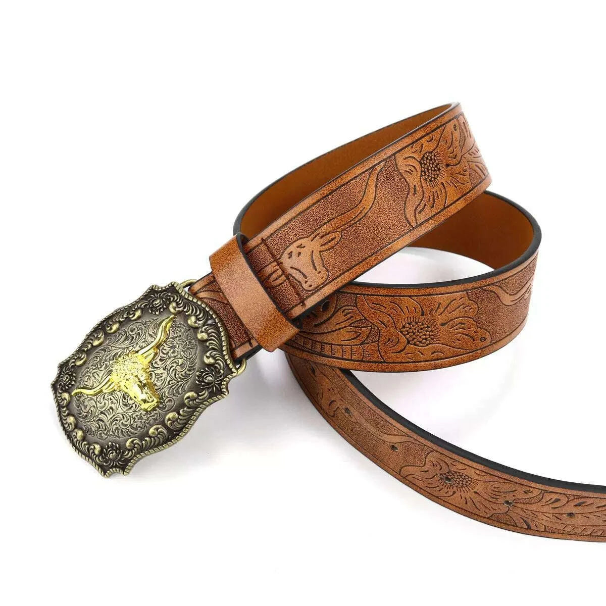 KIMLUD, Denim Belt Cow Head Large Plate Buckle Trendy Denim Belt Cow Head, KIMLUD Womens Clothes