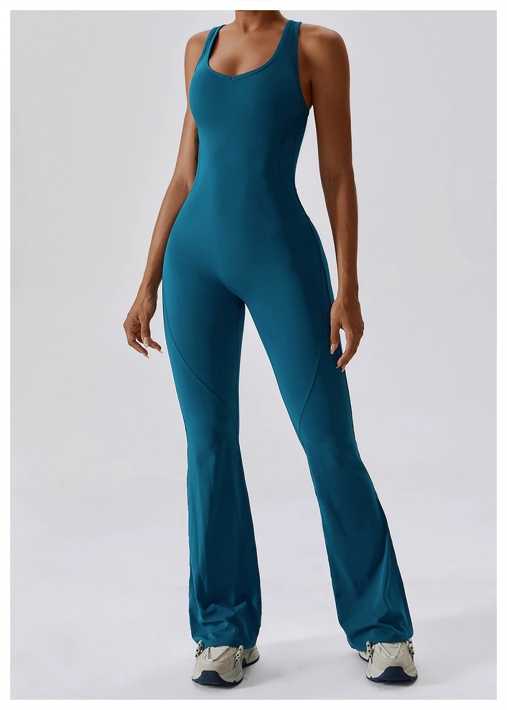 Open Back Quick-Drying Slightly Flared Dance Yoga Clothes Jumpsuit