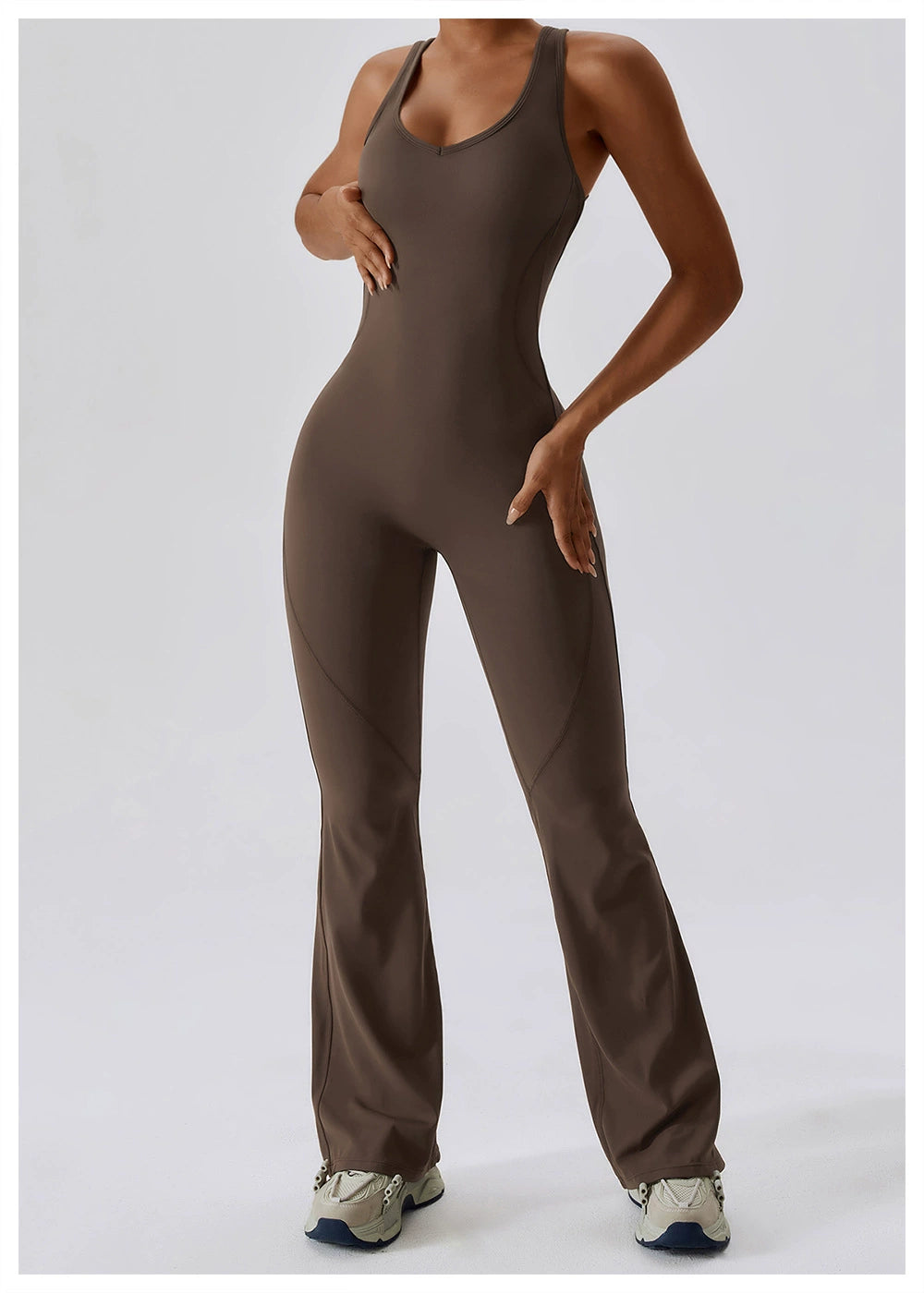 Open Back Quick-Drying Slightly Flared Dance Yoga Clothes Jumpsuit