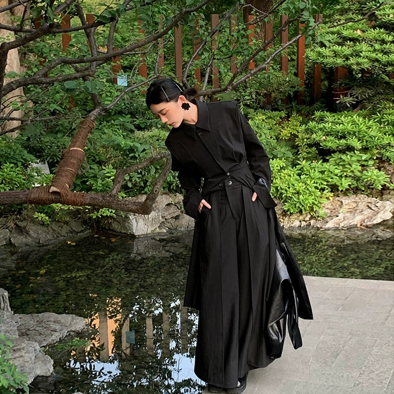 Yamamoto Dark Japanese Double Layer Knedo Trousers Men and Women 2023 New Arrival Stripes High Waist Black Pantskirt Straight-leg Loose Pants
