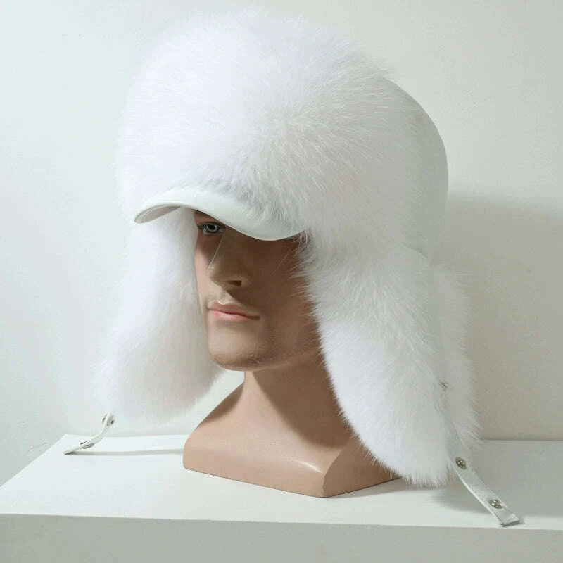 KIMLUD, Winter Middle-Aged and Elderly Raccoon Fur Leather Men Ushanka, KIMLUD Womens Clothes