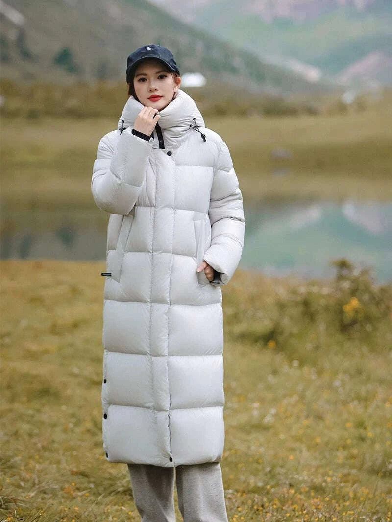KIMLUD, 3,000 Camp New arrival 95 White Duck Down Small thickened Heattech Over Knee Mid Length Long Length Extreme Cold Down jacket Female Winter, KIMLUD Womens Clothes