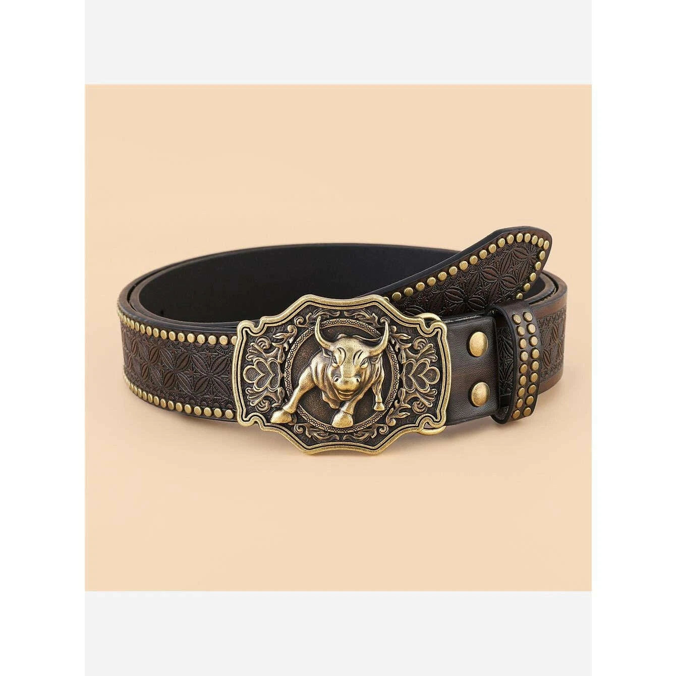KIMLUD, Denim Belt Cow Head Large Plate Buckle Trendy Denim Belt Cow Head, KIMLUD Womens Clothes