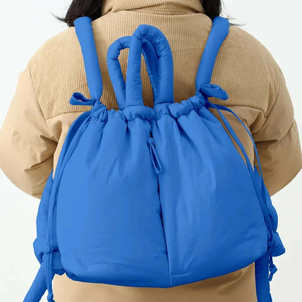 KIMLUD, Puffer Backpack For Women Handbag With Top Handle Shoulder Bag Soft Lightweight Drawstring Puffy Tote Carry On Bag, KIMLUD Womens Clothes