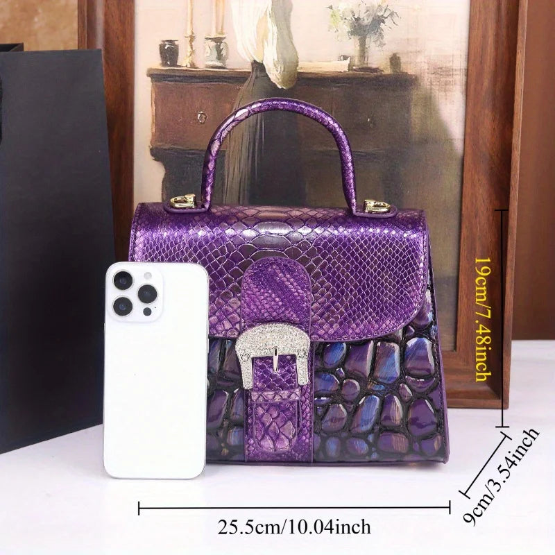 Stone-Patterned PU Crossbody Bag Single-Shoulder — Purple | KIMLUD