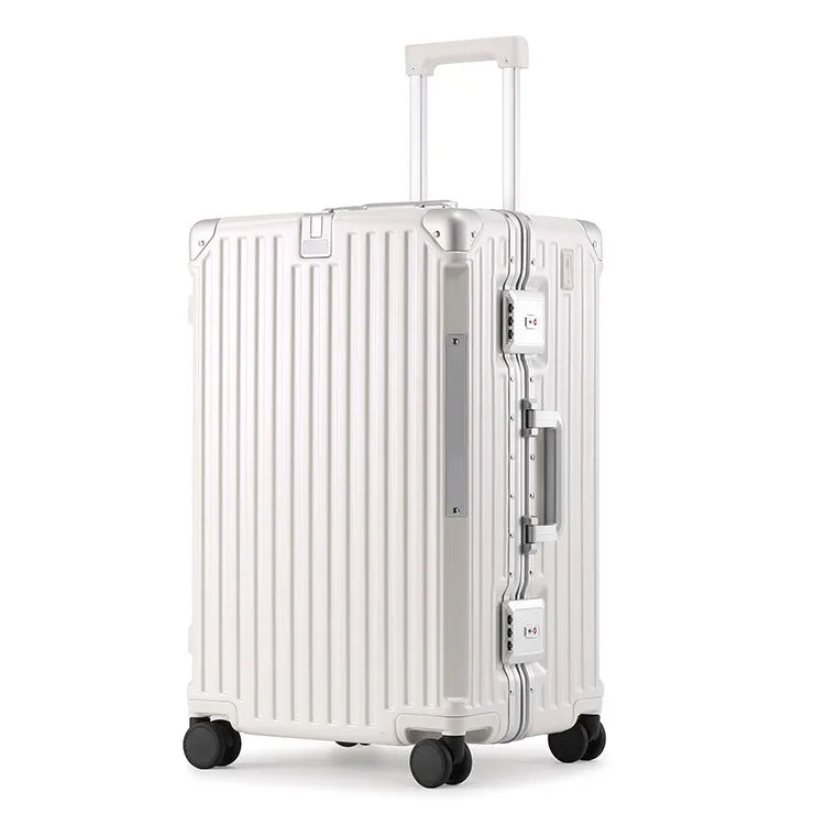 Aluminum Frame Suitcase With USB Cup Holder — Blue | KIMLUD