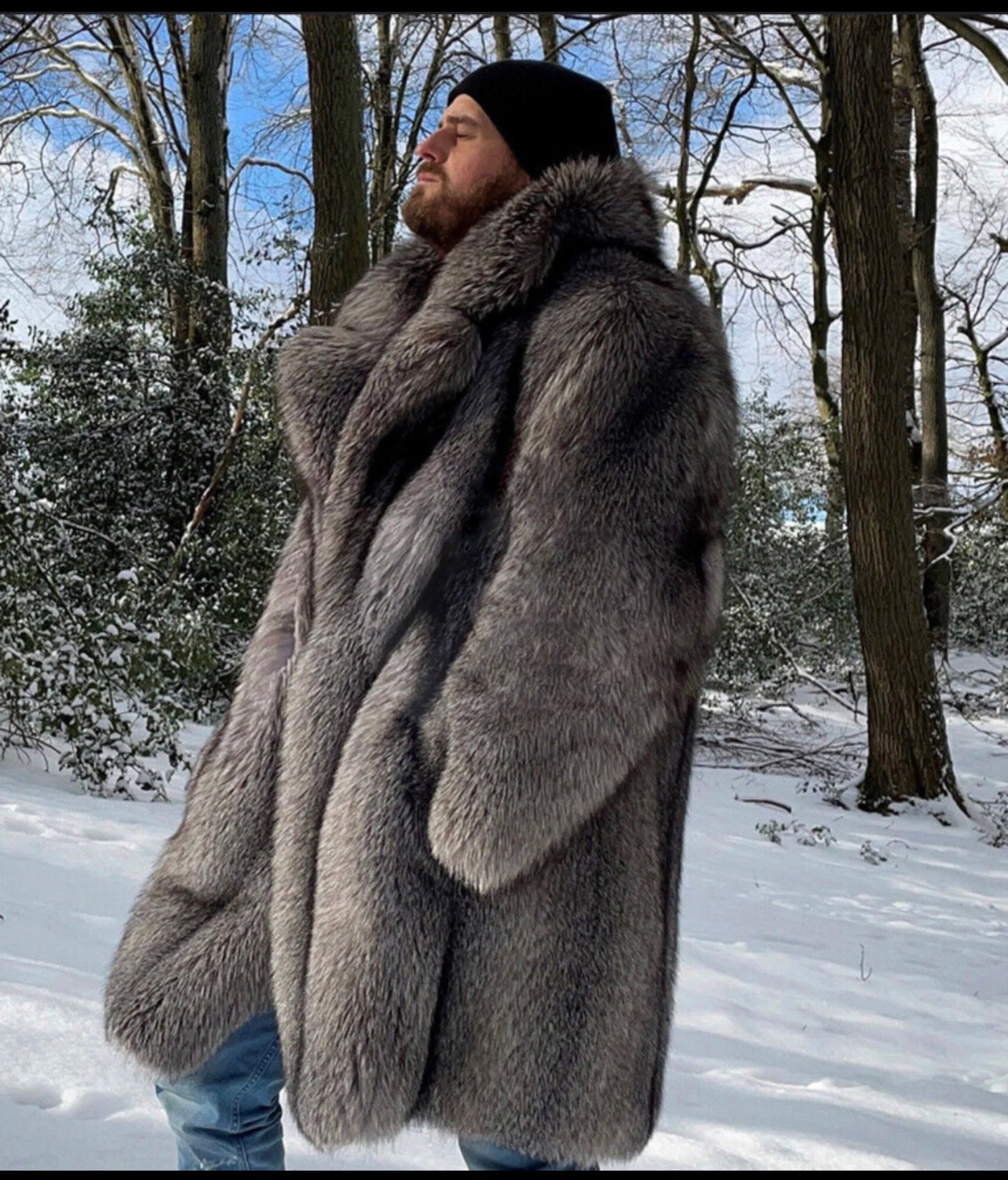 Men's fur coat Mink fur long coat Plus size winter thickened warm trench coat