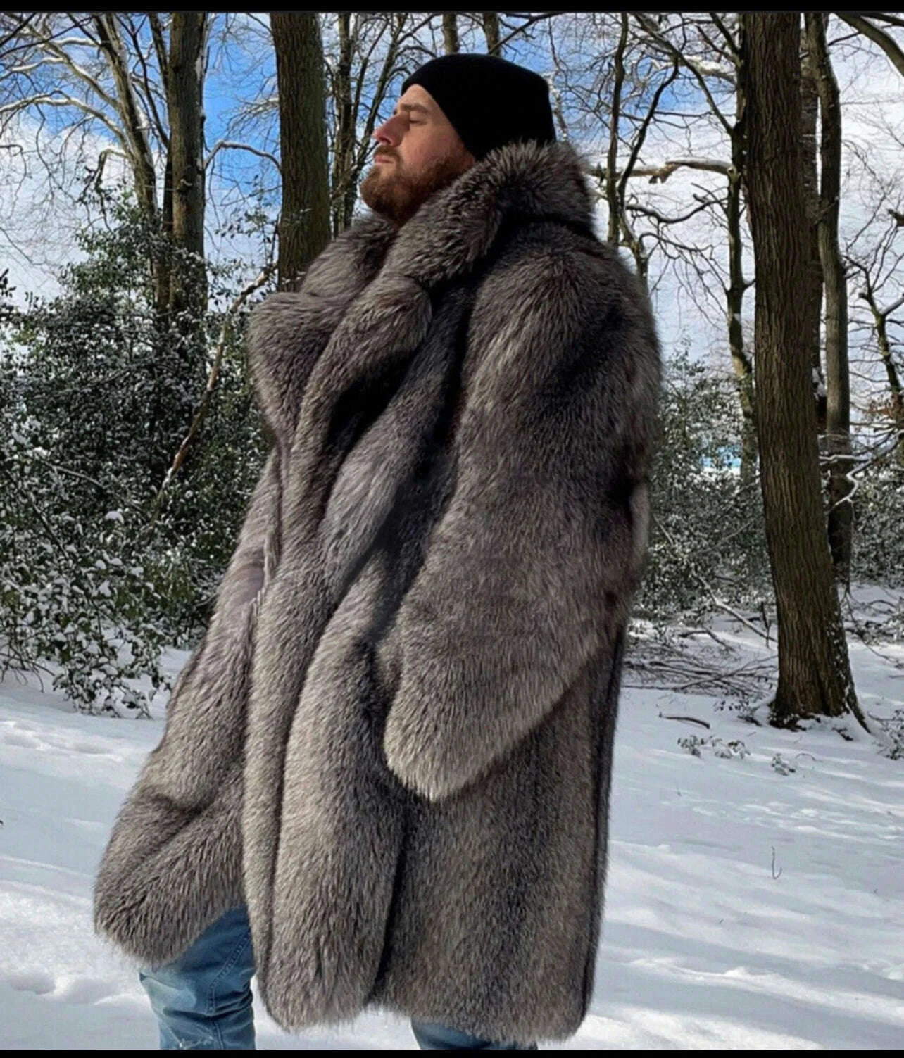 KIMLUD, Men's fur coat Mink fur long coat Plus size winter thickened warm trench coat, KIMLUD Womens Clothes