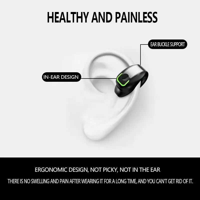 Bone Conduction Earphone Clip Wireless Headset — Black | KIMLUD