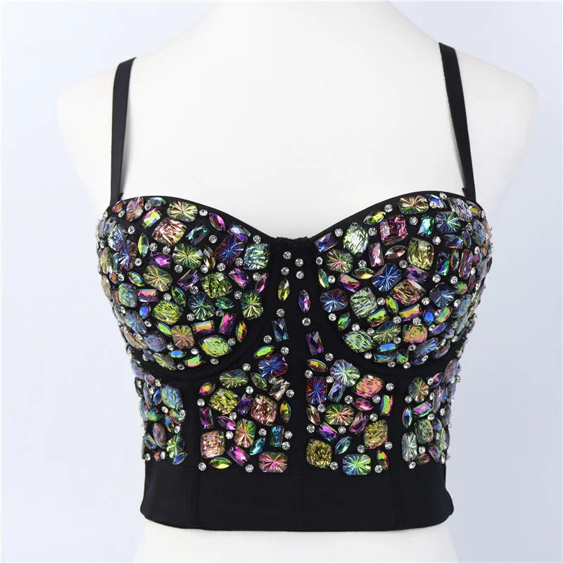 Quality Pearl Tank Tops Rhinestone Women Crop Top Club Clothes Streetwear Y2K Corset Woman Shaper Camis Fashion Feamale Clothing
