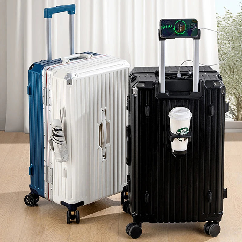 Aluminum Framed Luggage 30/32-Inch Large Cup and Phone Holder — Silver | KIMLUD