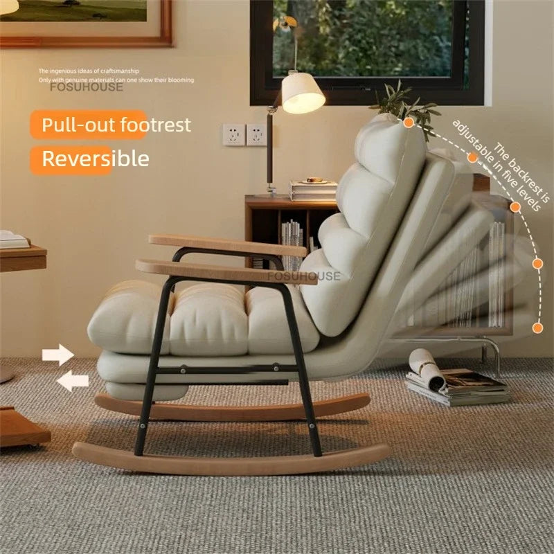 Modern Adjustable Backrest Leisure Living Room Chairs Luxury Rocking Chair for Bedroom Small Apartment Armchair Home Furniture