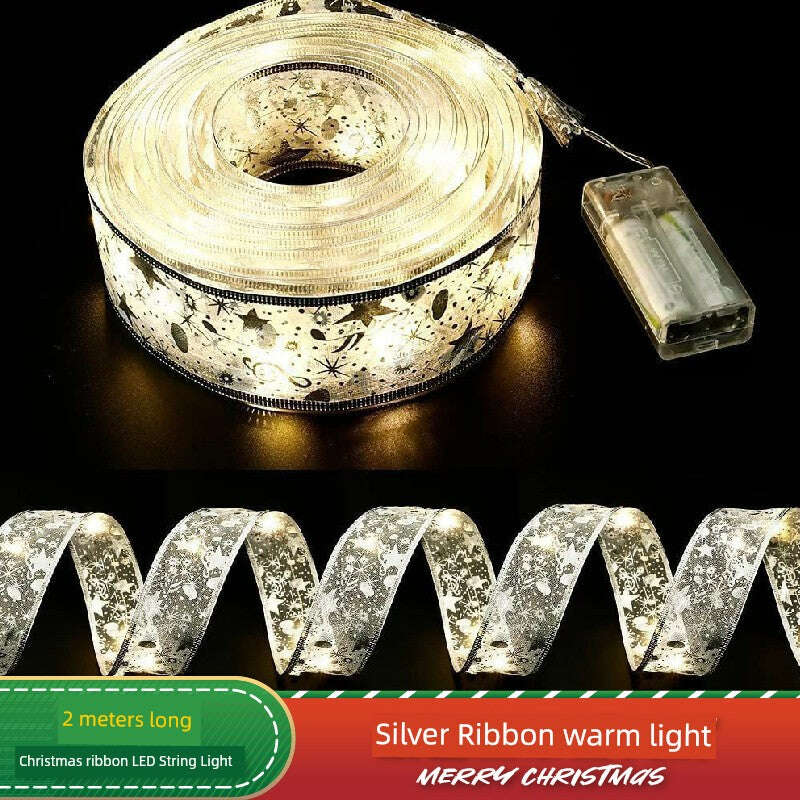 KIMLUD, Christmas Tree Decorative Lamp Christmas Scene Layout Pendant Lighting Ribbon Luminous Ribbon LED Lighting Chain Ribbon Ornaments, KIMLUD Womens Clothes