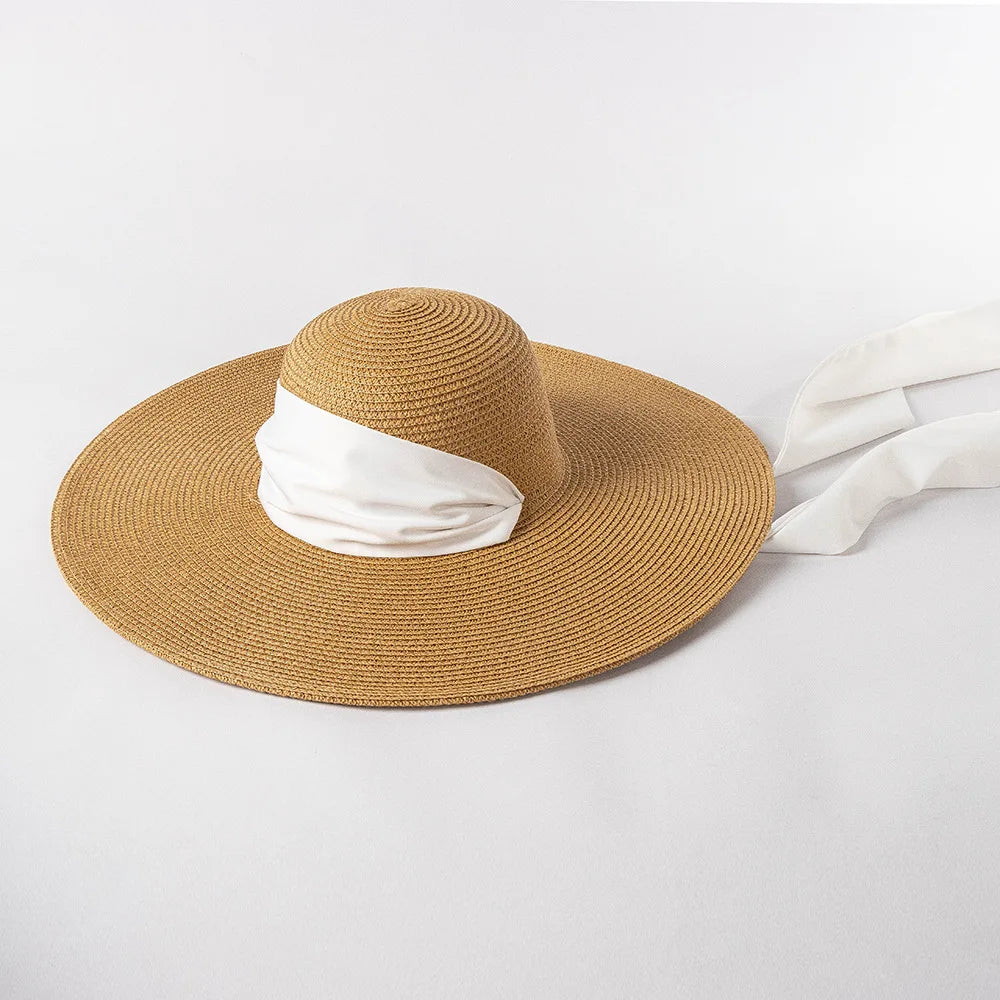 USPOP New Fashion Casual Wide Strap Dome Straw Hat for Women Wide Brim Beach Hat