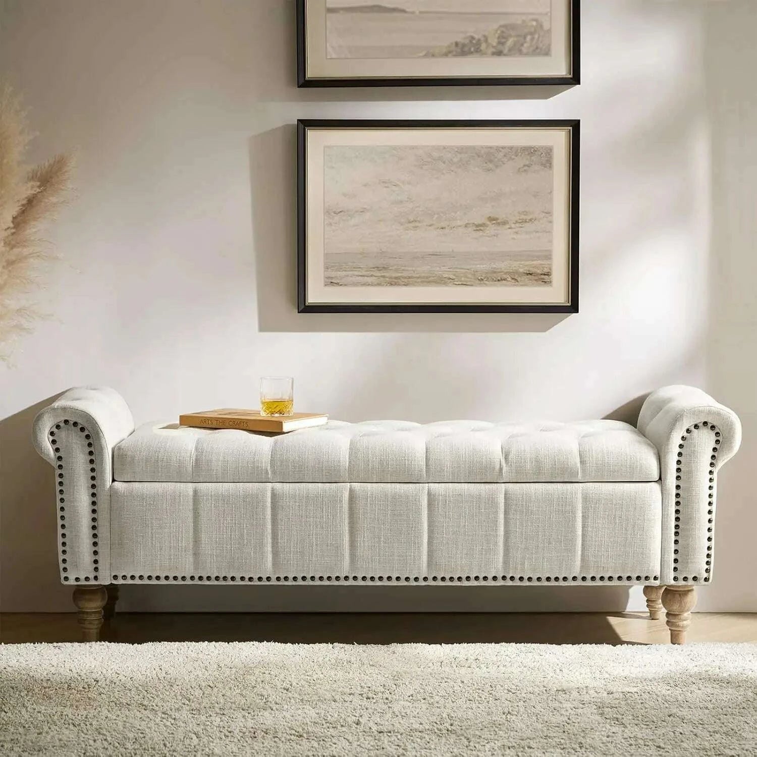 farmhouse-upholstered-storage-bench-end-of-bed-bench-with-vintage-button-tufted-designbluekimlud-womens-fashion-34604483