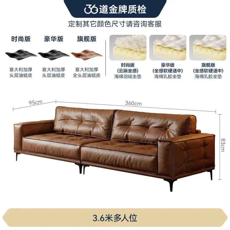 Leather Oversized Sofa Postmodern — Deep Brown | KIMLUD