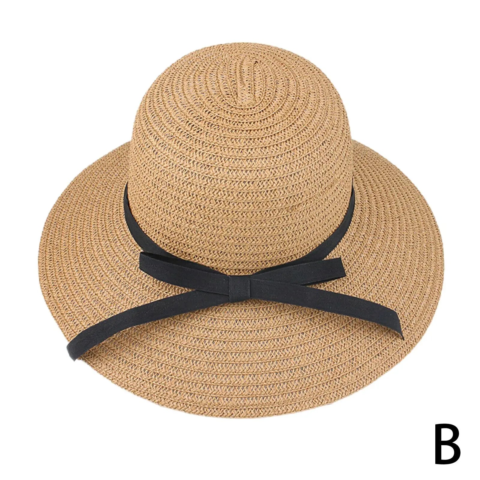 Foldable Straw Wide-Brim Sun Hat — Natural | KIMLUD