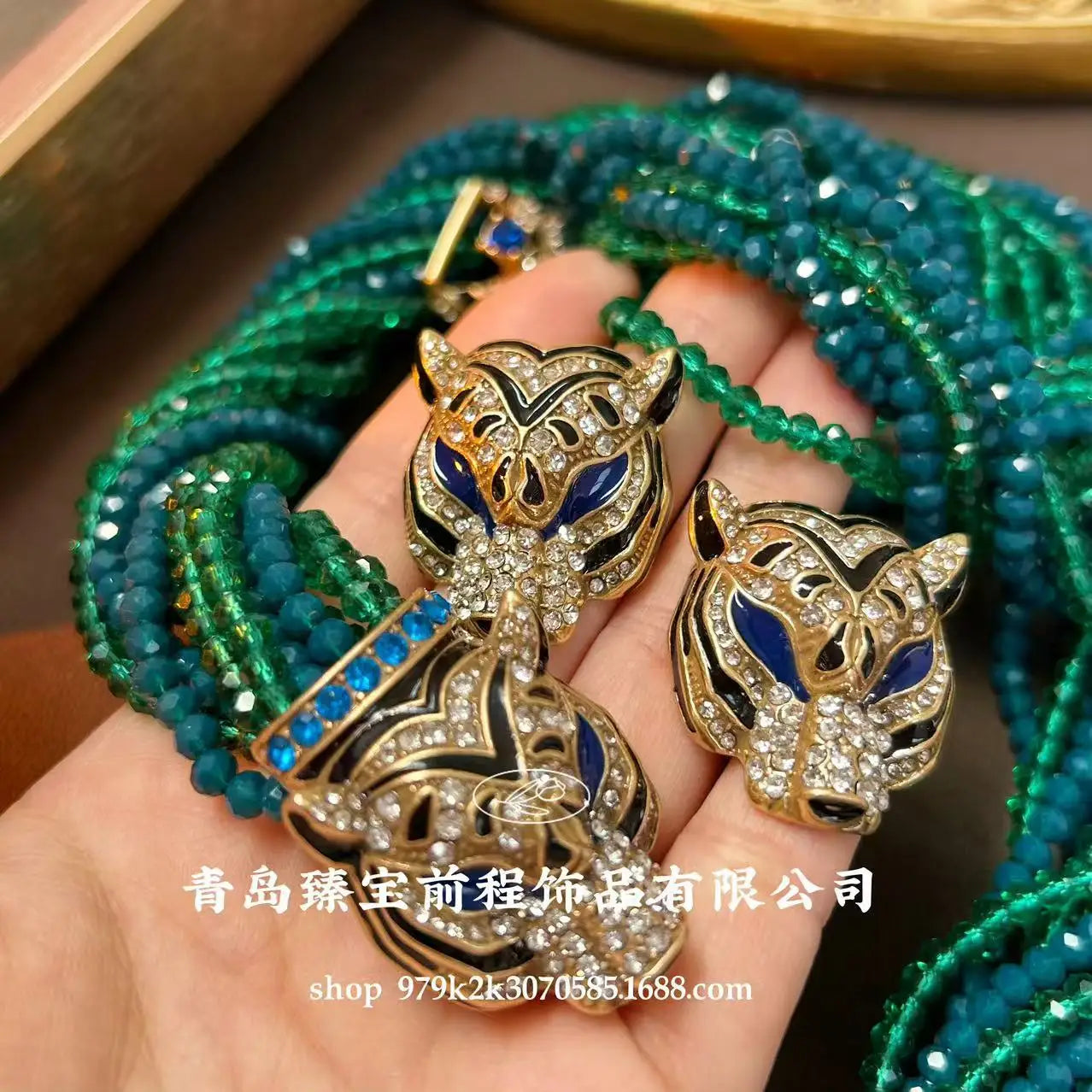 Enamel Leopard Beaded Necklaces — Antique Gold | KIMLUD