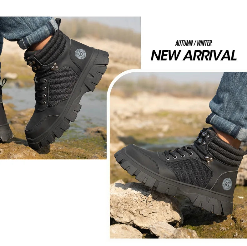 Steel Toe Shoes for Men Indestructible Work Boots Lightweight Safety Shoes Walking Anti-smash Anti-puncture Protective Sneakers
