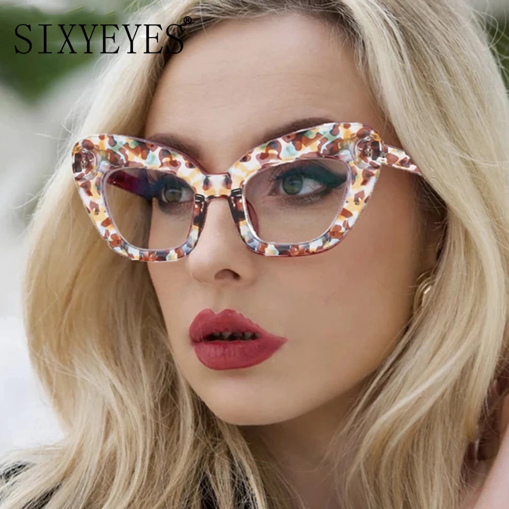 Cat Eye Eyewear Frame – Anti Blue Light – Plastic Oversized Leopard | KIMLUD