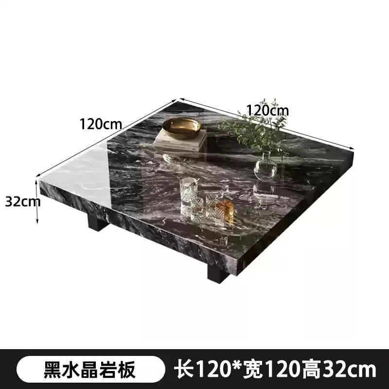 Rock Slab Coffee Table Rectangular Countertop — White | KIMLUD