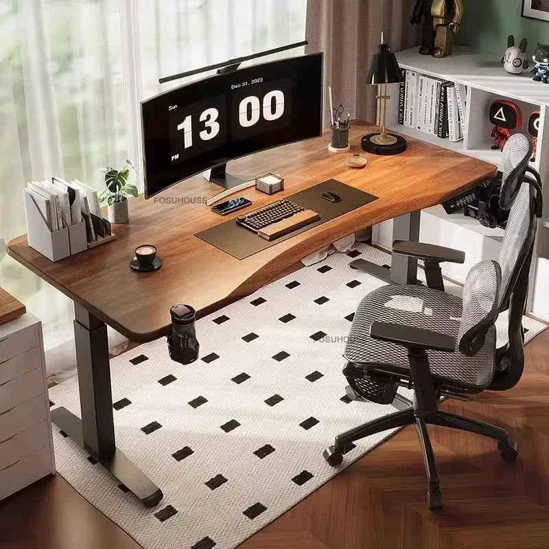 Nordic Pine Wood Standing Desk Electric Lift With Quiet Motor And Cable Management — Natural Pine | KIMLUD