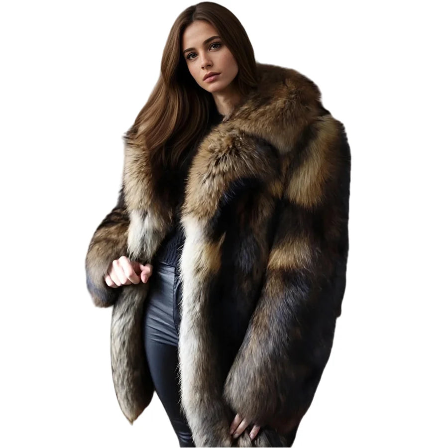 Natural Raccoon Fur Jacket With Collar Warm Winter Jackets For Women Real Fur Coat High Quality Genuine Fur Outwear