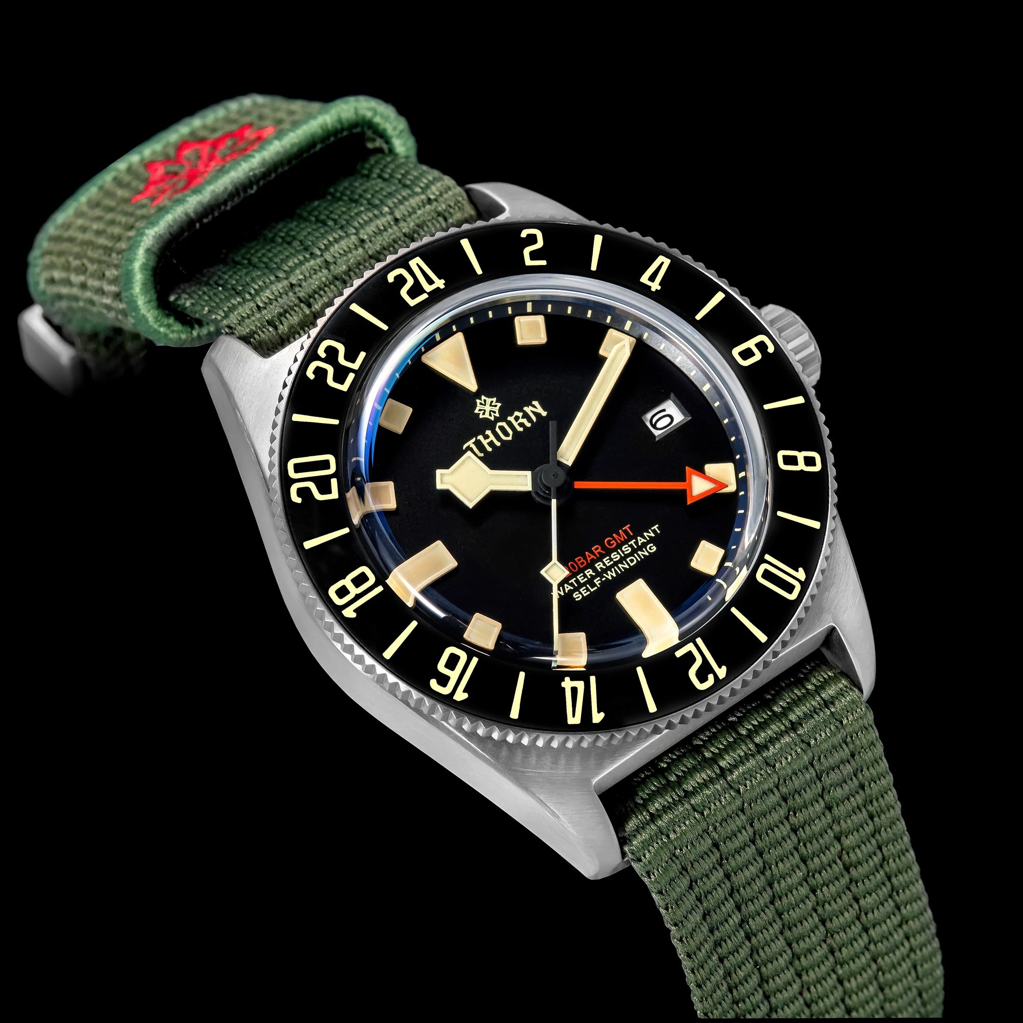 Titanium GMT Dive Watch 42mm NH34 Automatic — Black | KIMLUD