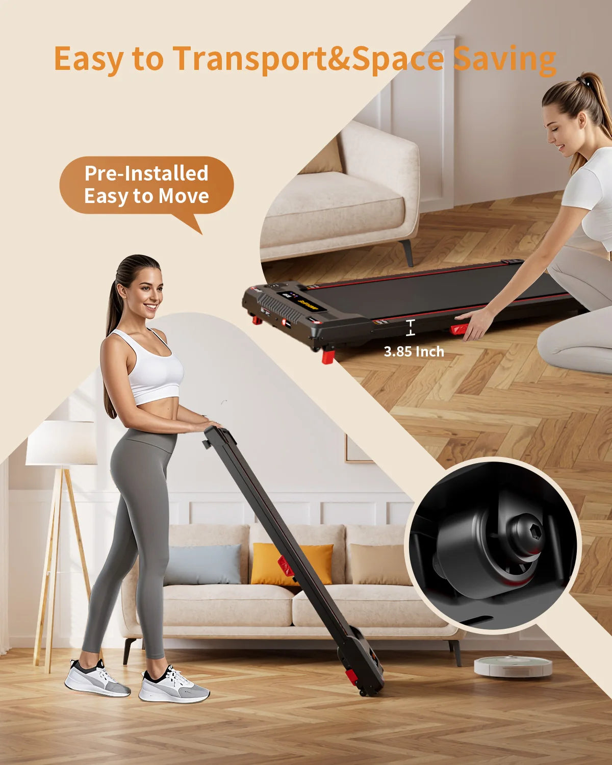 Under Desk Treadmill Incline Walking Pad — Black | KIMLUD