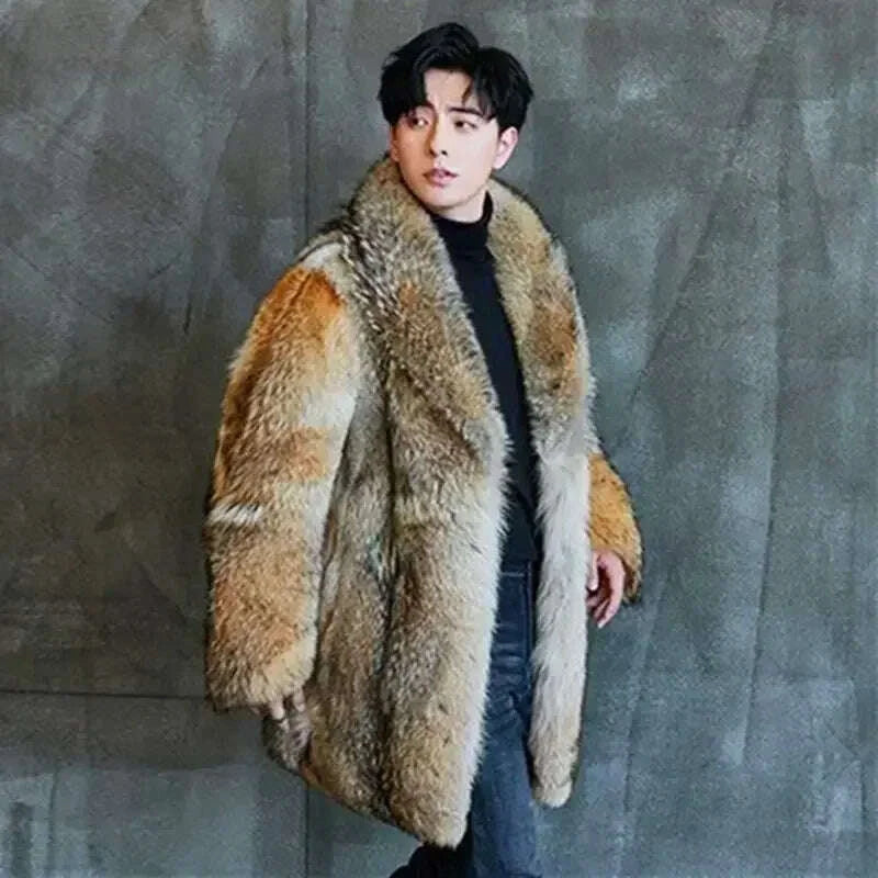 KIMLUD, 2024 High-end Direct Sales Men's Medium and Long Wolf Fur Coat Fur Coat Mink Fur Coat Men, KIMLUD Womens Clothes