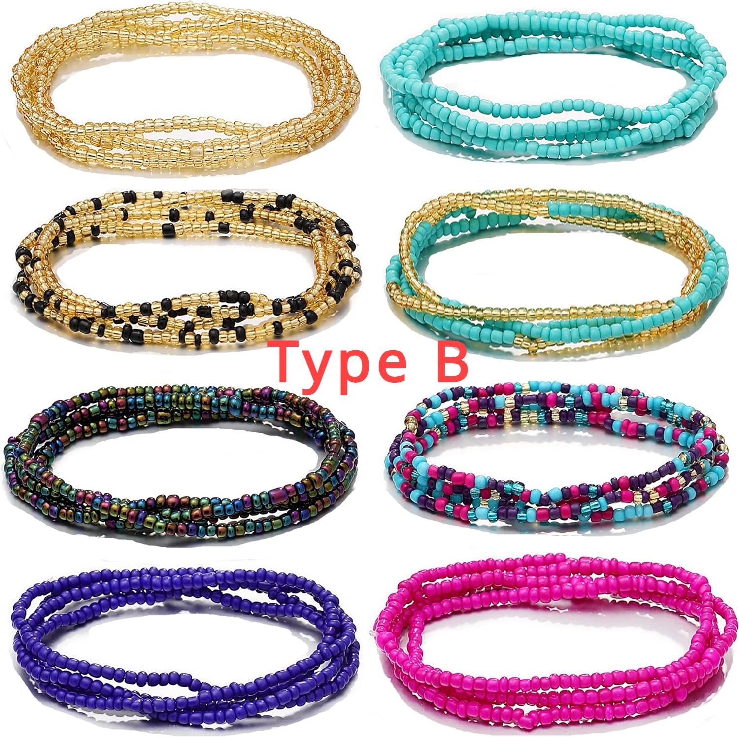 Elastic Layered Waist Beads African Belly Chain Body Jewelry — Multicolor | KIMLUD