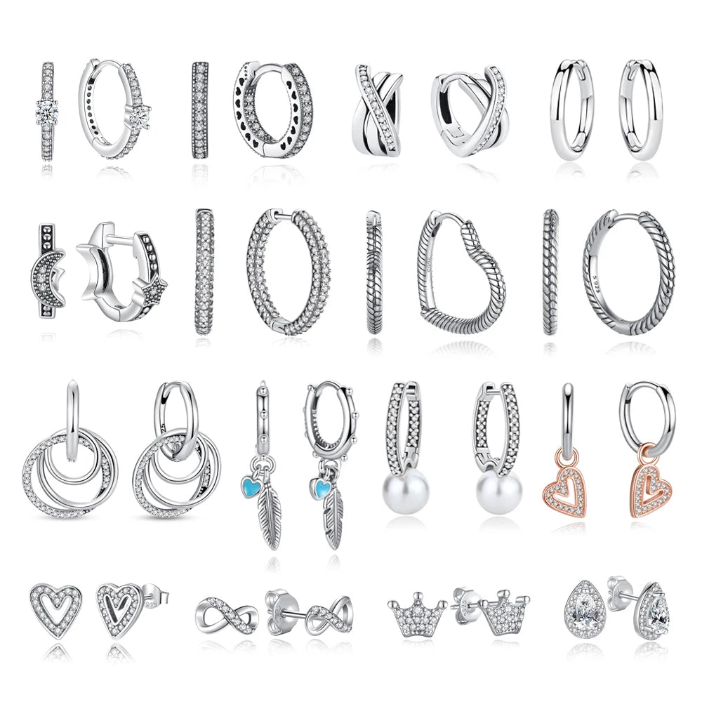 Sterling Silver Stud Hoop Earrings Crown Heart Bee — Rose Gold | KIMLUD