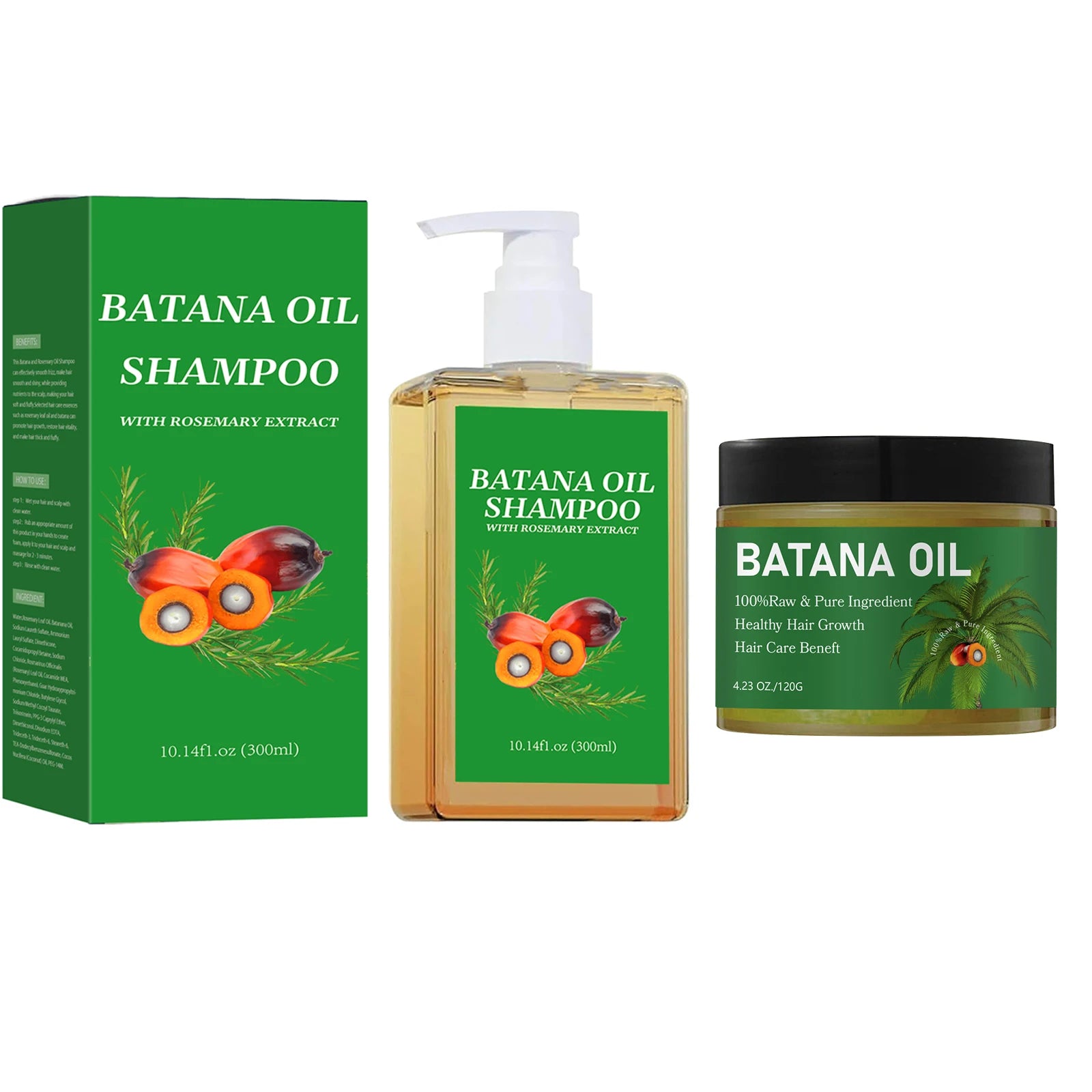 Batana Oil Shampoo and Conditioner Set Strengthens Hair — Green | KIMLUD